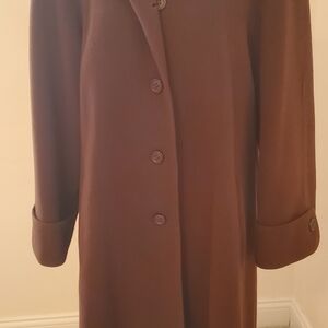 Albert Nipon Dark Chocolate Wool Coat, 8